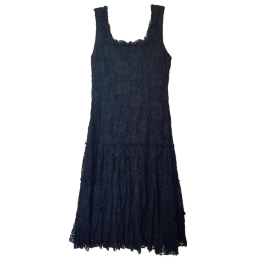 Joseph Ribkoff Lace Ruffle Tiered Midi Dress Size 4 Made in Canada